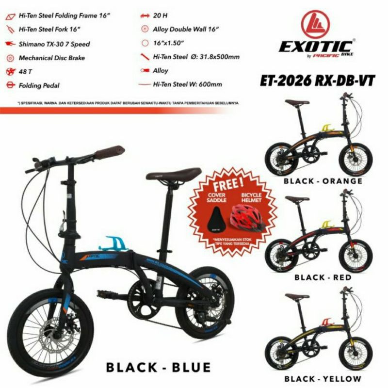 Sepeda lipat 16 inch Exotic 2026 RX DB VT + bonus