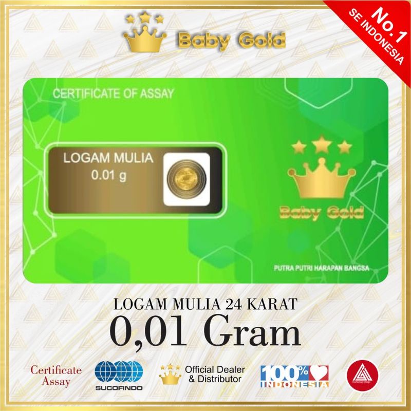 Baby Gold Emas Mini 0,01 gram Logam Mulia 24 karat Emas Asli