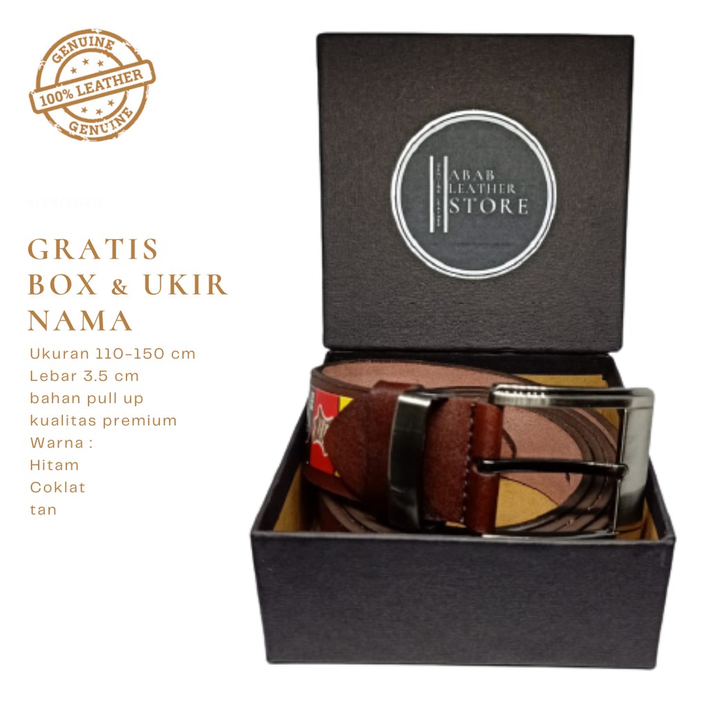 SABUK PRIA KULIT ASLI COKLAT  GESPER KULIT ASLI IKAT PINGGANG PRIA KULIT ASLI  SABUK UKIR NAMA