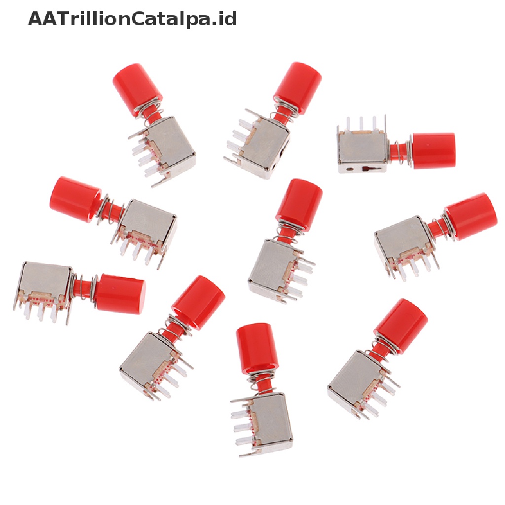 (Aatrillioncatalpa) 10pcs Ps-22F03 Saklar Tombol Tekan Sudut Kanan 6 Pin Self-Locking