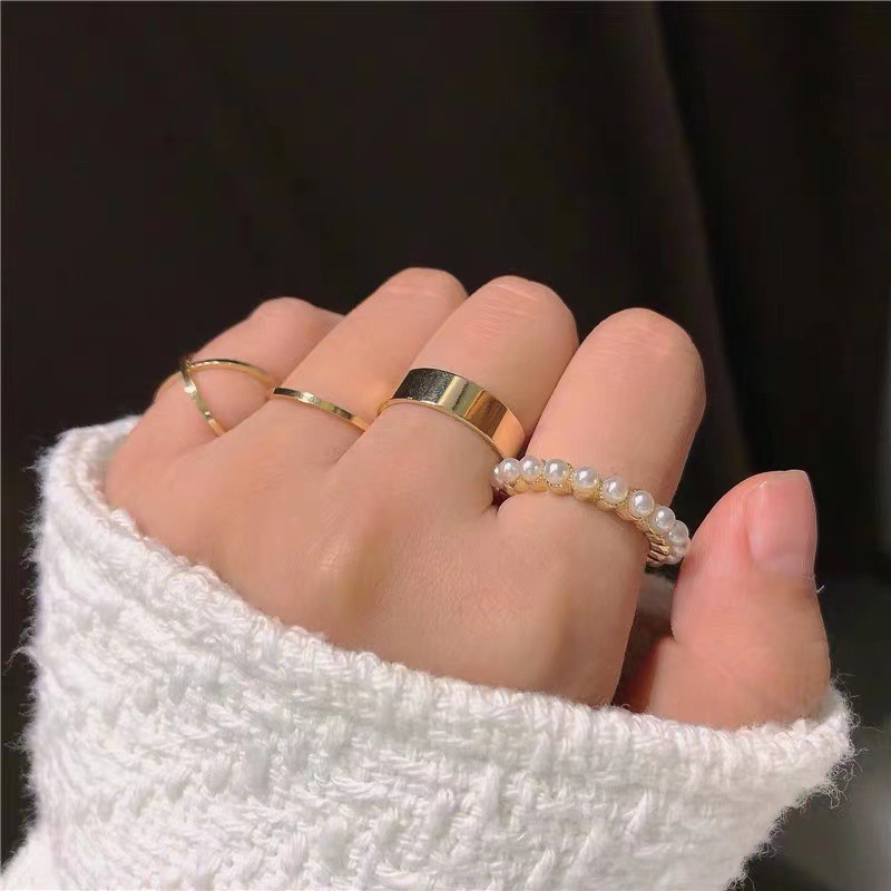 Set Cincin Anting Jari Telunjuk Minimalis Gaya Korea Untuk Wanita