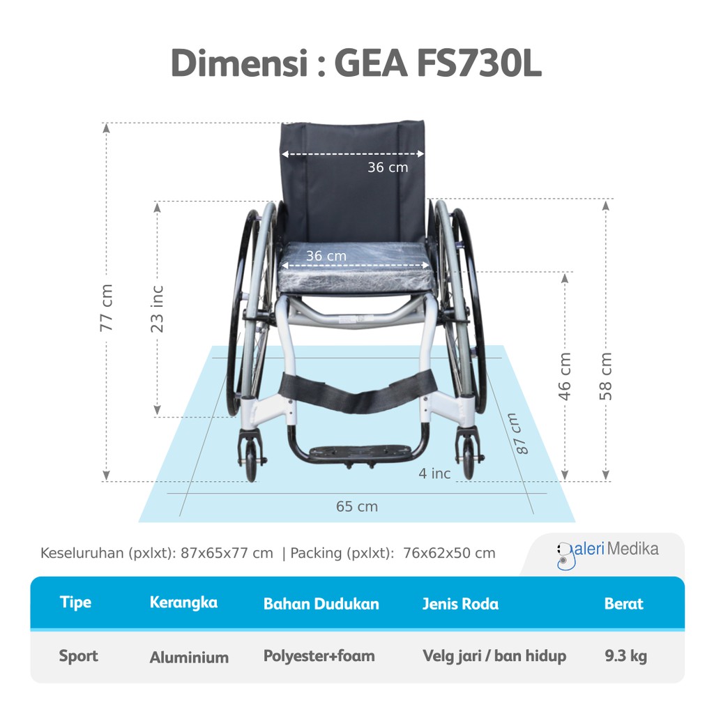 Kursi Roda Sport GEA FS 730 L / FS730L / FS-730 L - Kursi Roda Untuk Balap Olahraga