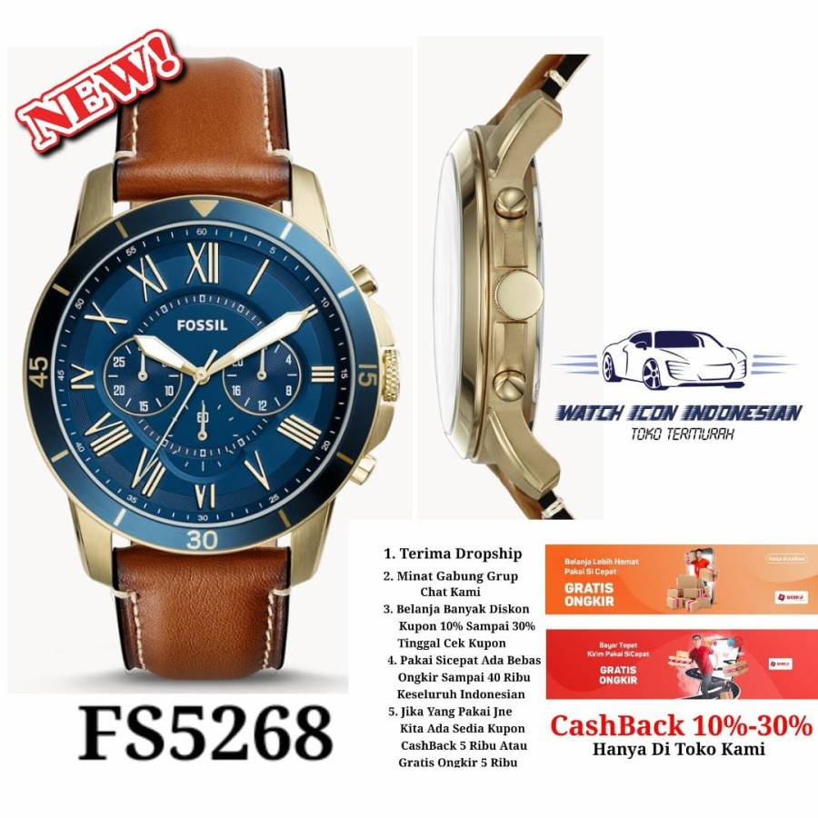 Cash Back  JAM TANGAN PRIA MERK FOSSIL ORIGINAL TYPE : FS5268  Garansi 1th