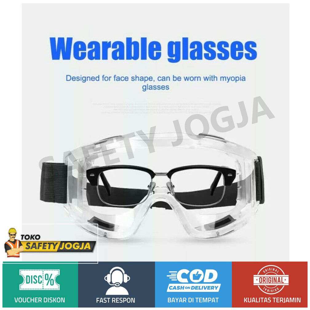 KACAMATA SAFETY GOGGLE CLEAR BENING ANTIFOG PREMIUM