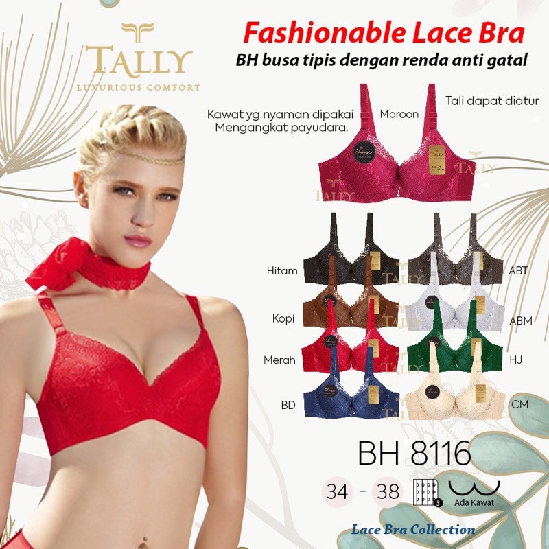 TALLY BRA BH 8116 I CUP B | BUSA SEDANG I ADA KAWAT I SIZE 34-38