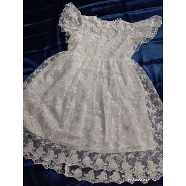 dress putih anak full brukat brokat alus dress keagamaan