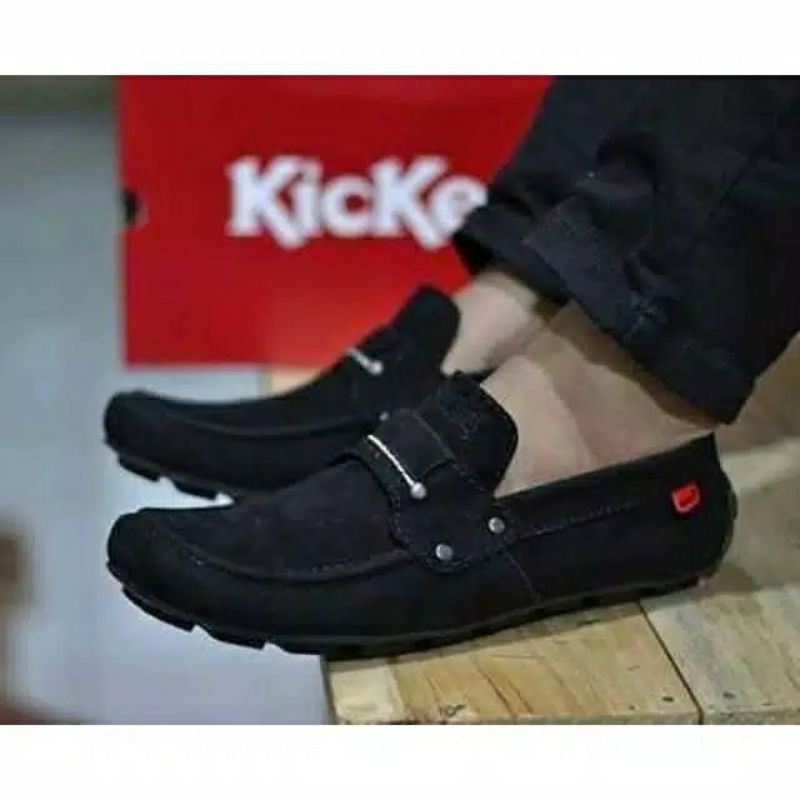 PROMO Sepatu Slip On Pria Kickers PAPARA Hitam Slop Cowok Casual Santai Kerja moccasin Suede