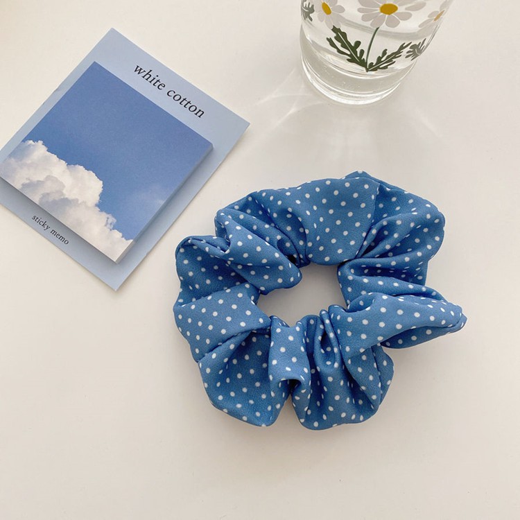 Ikat Rambut Korea Wanita Scrunchie Scrunchies Bunga Polkadot Kotak Aksesoris Gelang Karet (VH)