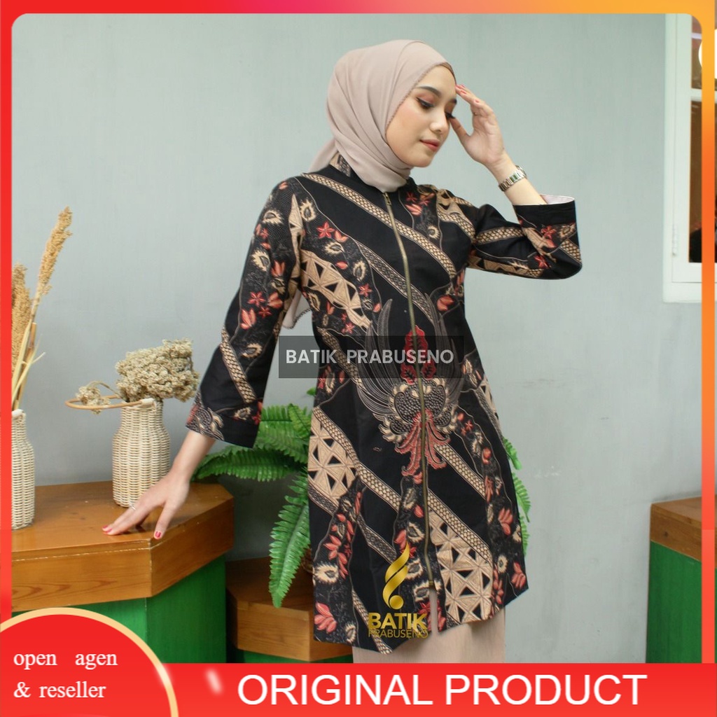 Batik Prabuseno - CENDANA Tunik Batik Wanita Lengan Panjang Baju Atasan Batik Wanita Terbaru Bahan K