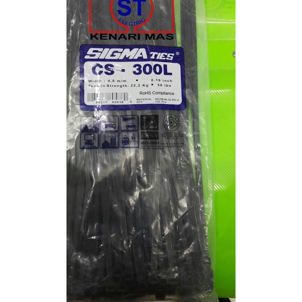 

☜ Kabel Ties / Kabel Tis / Cable Tie CS 300 L HITAM 30 cm SIGMA ♞