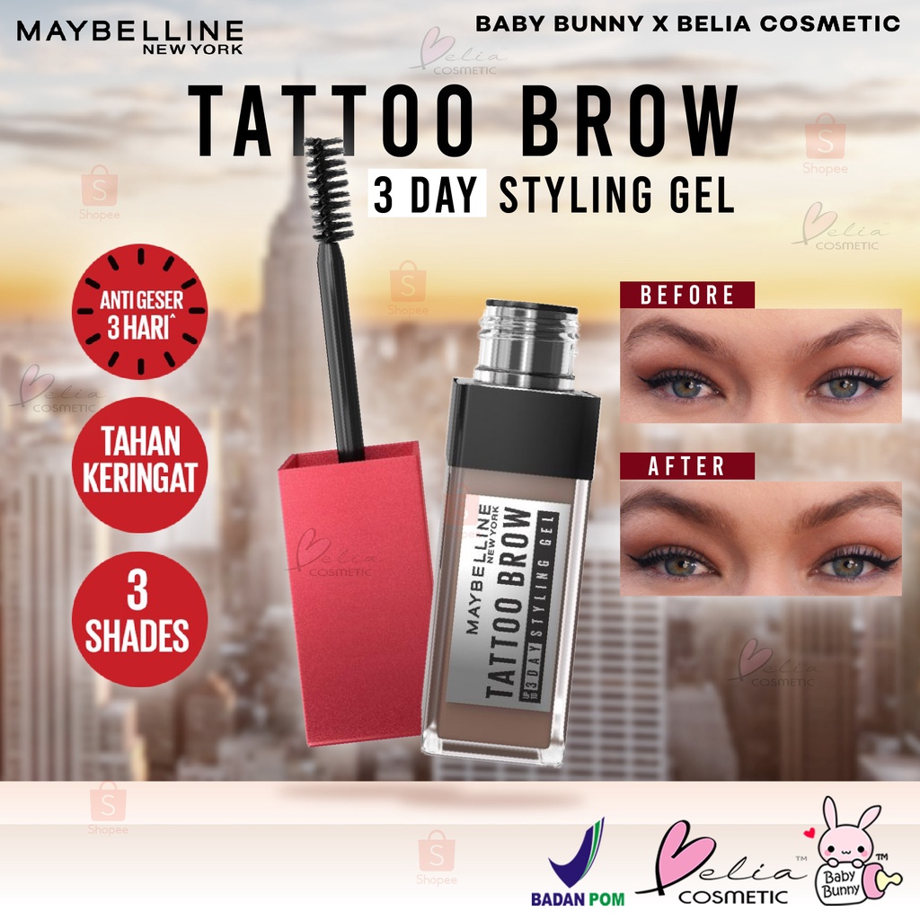 ❤ BELIA ❤ Maybelline Tattoo Brow 3 Day Styling Gel - Makeup Eye | Brow Gel | BPOM