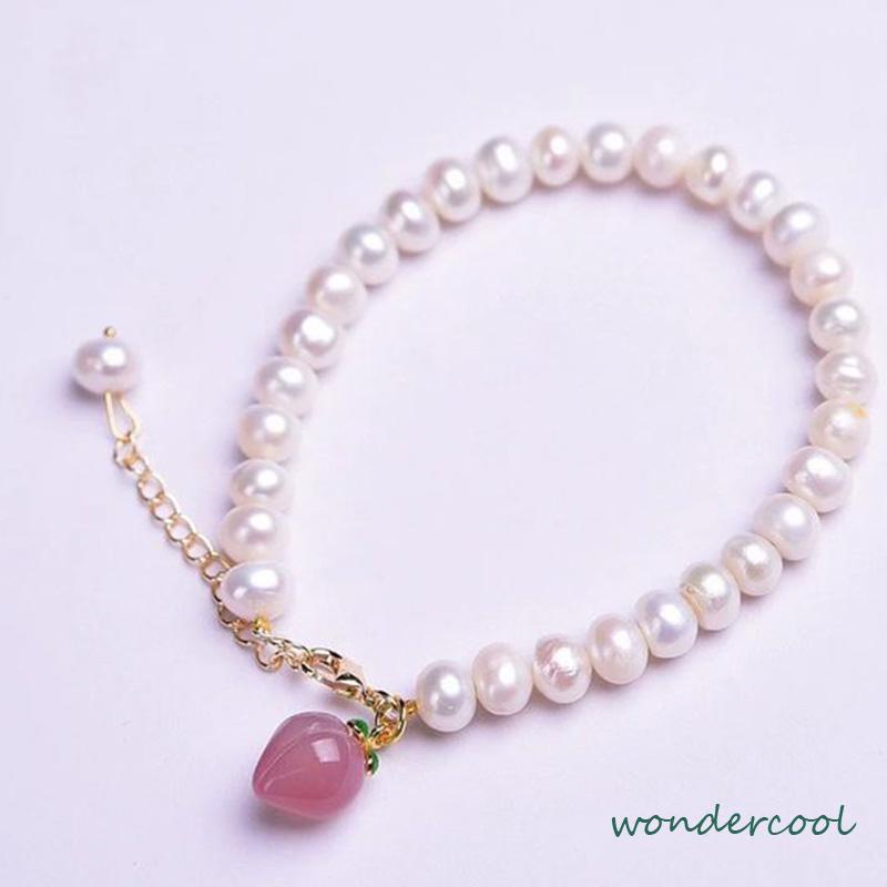 Gelang Mutiara Persik Pelajar Wanita Niche Design Sisters Couple Best Friends Gelang-Won