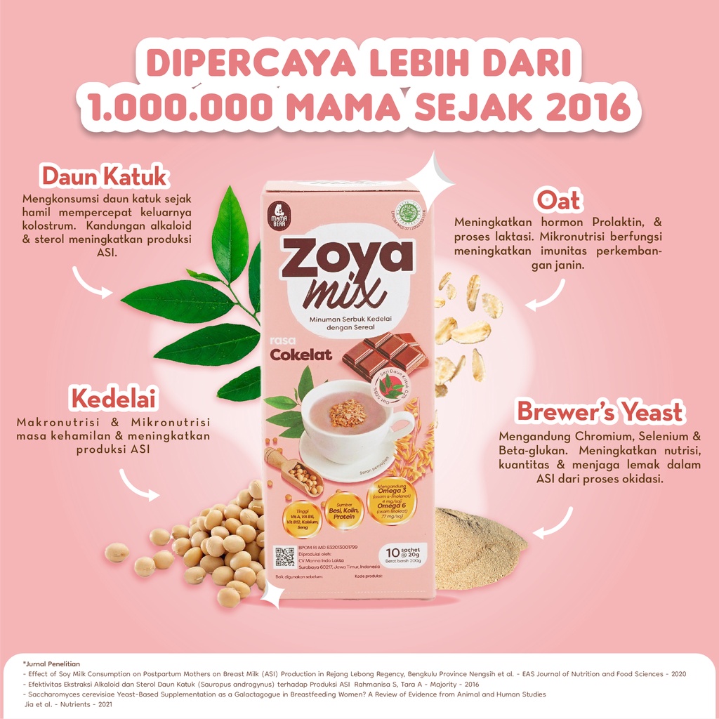 MamaBear ZoyaMix Sereal Kedelai dengan daun Katuk Rasa Cokelat | Pelancar ASI Booster Image 2