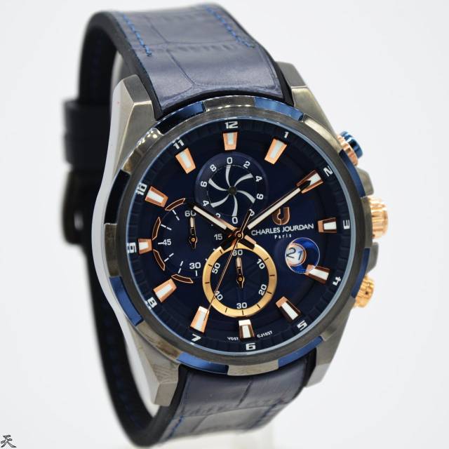 Jam Tangan Pria Charles Jourdan CJ 1027 Rubber Karet Original Murah