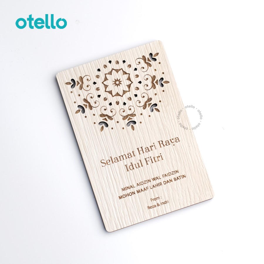 Kartu Ucapan Idul Fitri Kayu Premium Greetings Card Lebaran Ramadhan