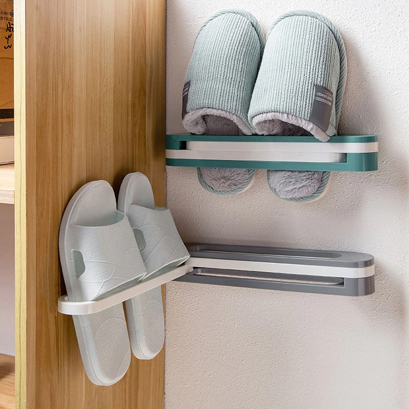 Rak Organizer Sandal Tempel Dinding Minimalis Slippers Shelf Holder - PWS3Q4 - Gray