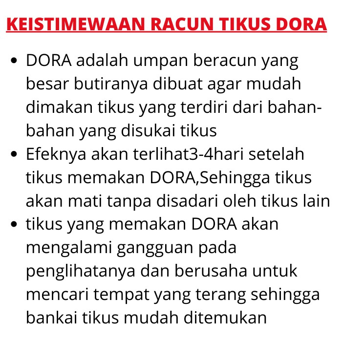 DORA PERANGKAP TIKUS MEMATIKAN/RACUN PEMBASMI TIKUS/MAKANAN PEMBUNUH TIKUS