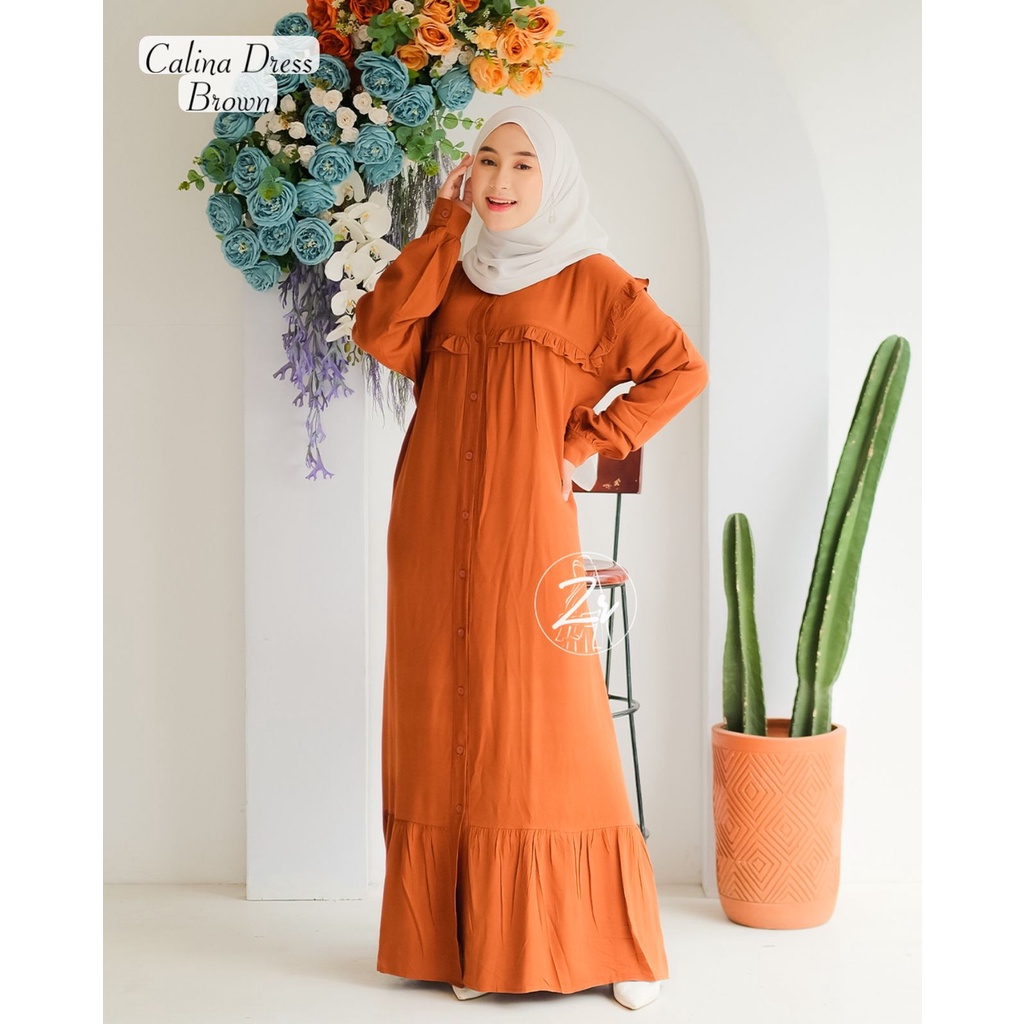 DRESS KATUN TWILL CALINA DAN ERIA ORI ZR GAMIS WANITA KEKINIAN NYAMAN