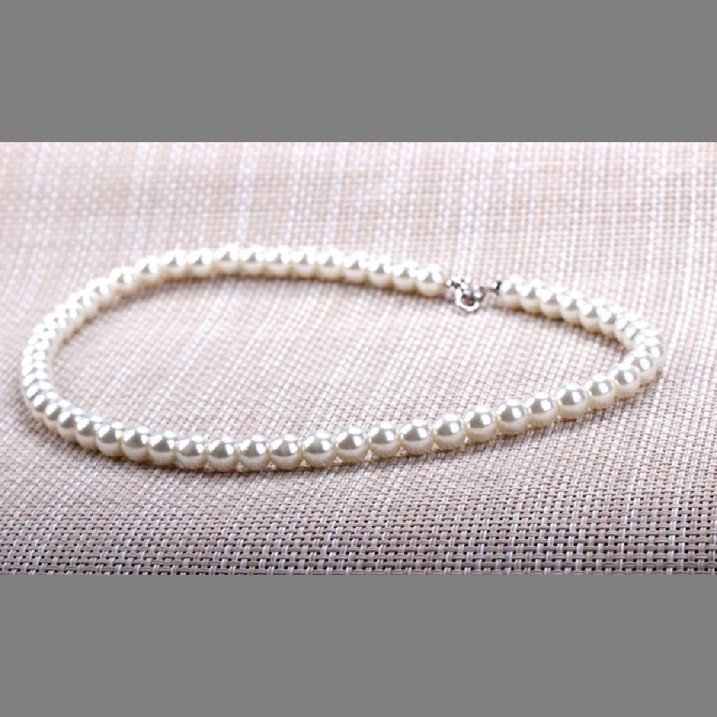 5026-4 White 8mm Faux Pearl Beads Necklace 5026-4