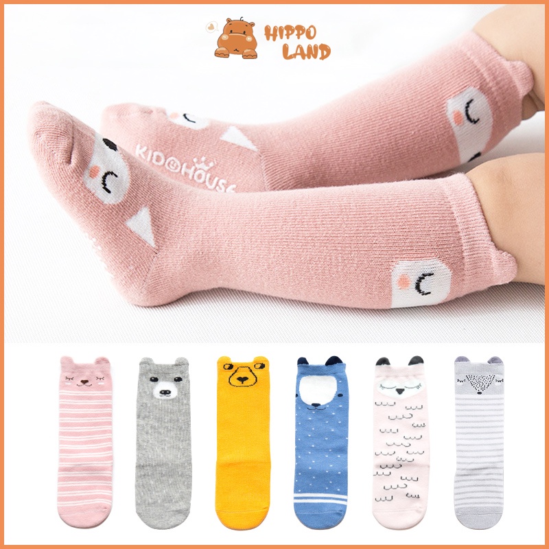 HIPPO LAND Kaos kaki anak bayi motif/Kaus kaki tabung tengah 101-102