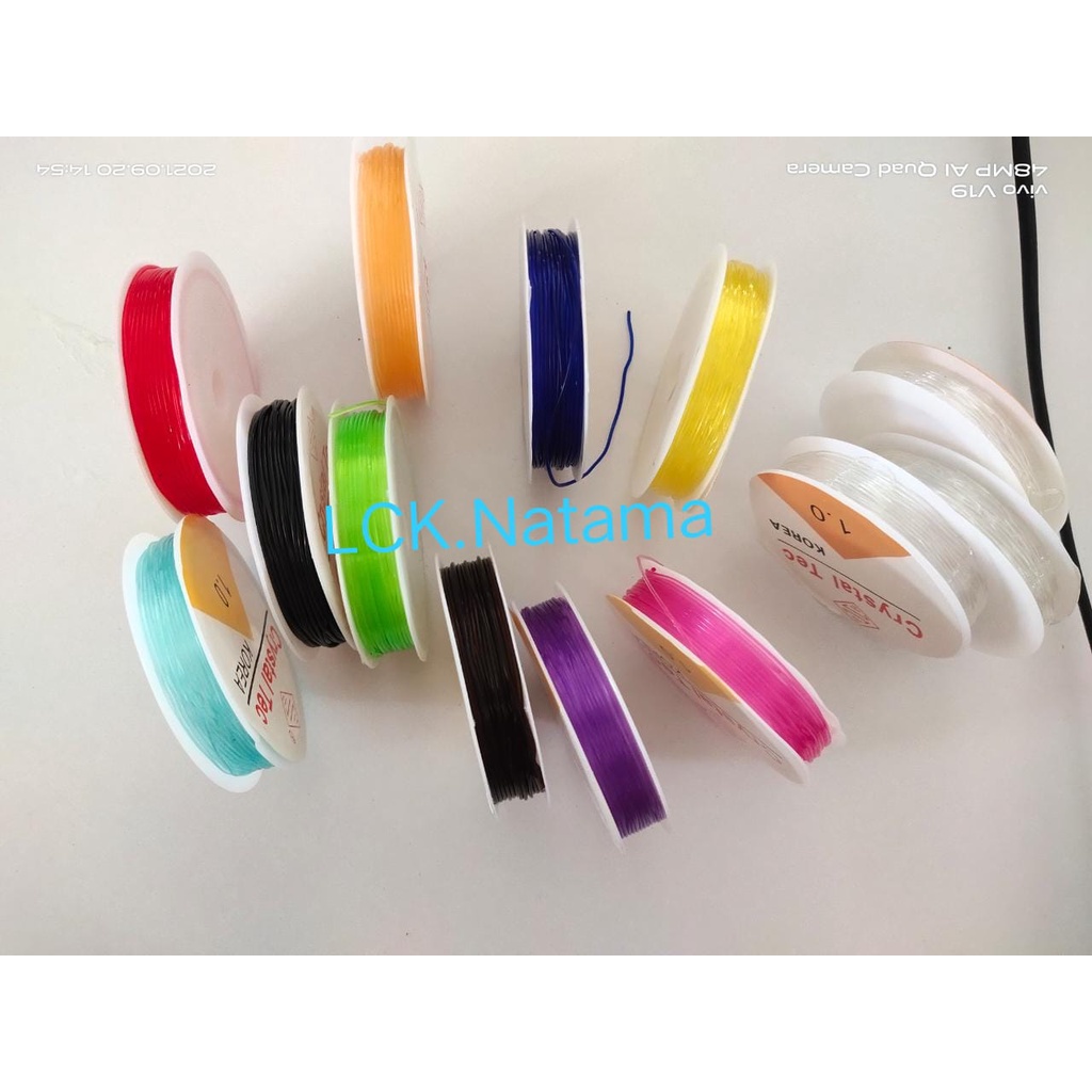 TALI KENUR - SENAR  NYLON ELASTIS  tebal 0.8mm & 1.0mm- Panjang 8 meter - lentur  untuk gelang kalun
