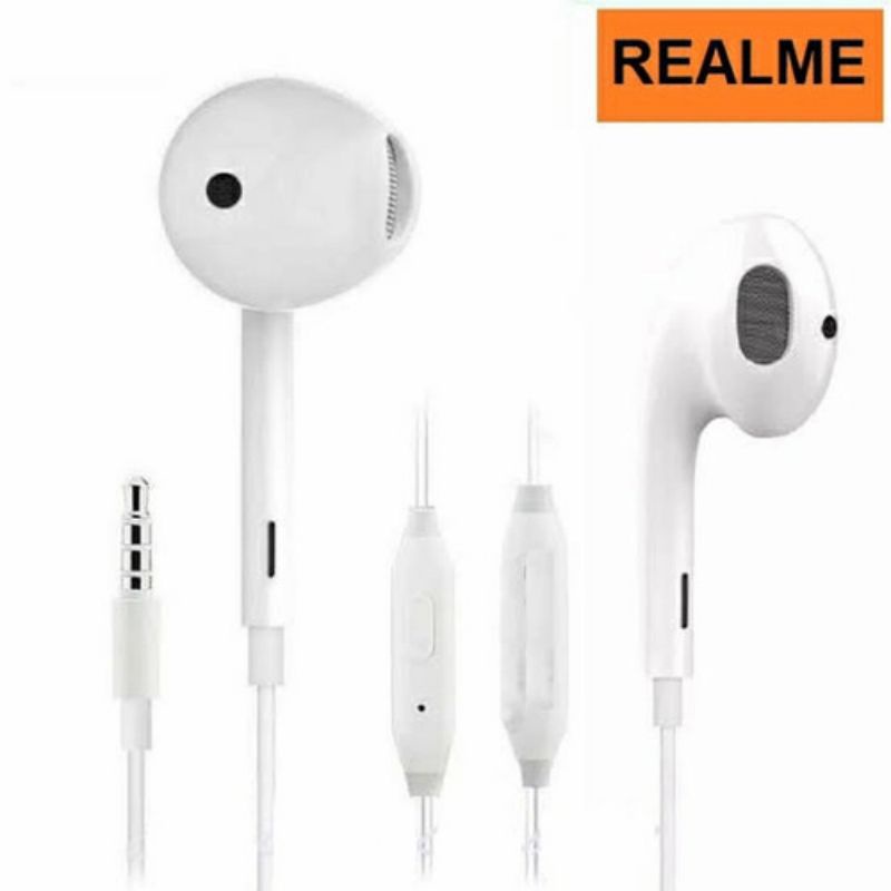 HEADSET REALME BASS STEREO EARPHONE REALME + MIC 2 PRO/3 PRO(realme copotan)