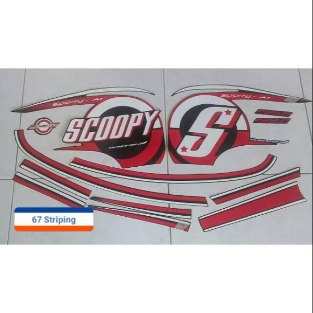Sticker Striping Motor Honda Scoopy Sporty 2015 Lis Hitam