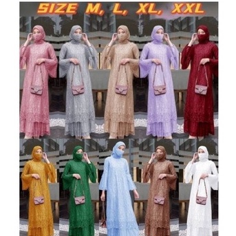 DRESS TILE MUTIARA BUNGA /MAXI DRESS CANTIK/ MX GELA / GAMIS TILE BRUKAT BROKAT TERBARU / DRES PESTA