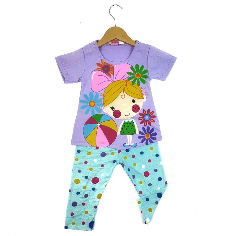 SETELAN CELANA LEGGING BAJU ANAK PEREMPUAN 2-7 TAHUN MOTIF GIRL CUTE