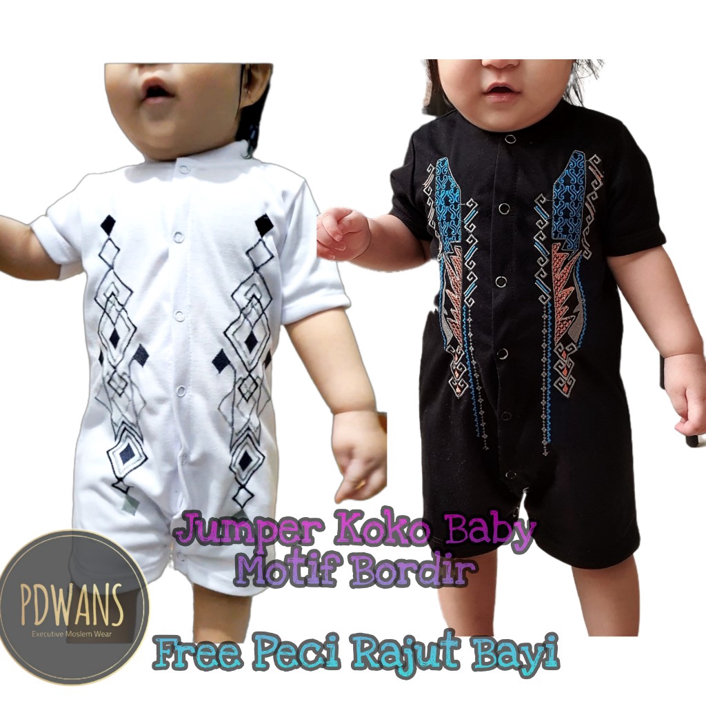 Baju koko Bayi Muslim Jumper Romper Koko Anak Newborn Balita 0 3 6 9 12 Bulan - PDWANS