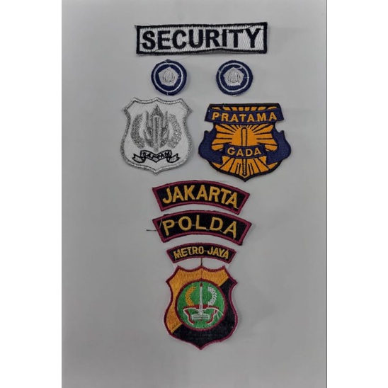 Bedge bordiran Satpam Lengkap | Bet bordiran lengkap | Bordiran Satpam Lengkap baju PDH PDL