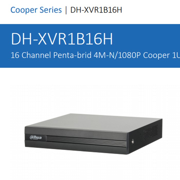DVR CCTV / XVR DAHUA COOPER 16chs 16 CHANNEL 5MP / XVR1B16H 5 Mp 1B16H