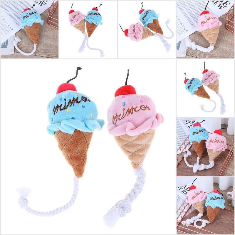 Mainan Kunyah Bentuk Es Krim Bahan Plush Dengan Suara Mencicit