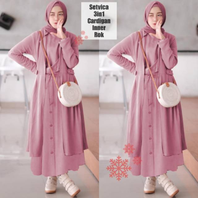 BAJU WANITA TERBARU 2021 MODEL PESTA KEKINIAN UKHTI LADIES GADISSYARI SET VICA LONG CARDIGAN SPANDEK