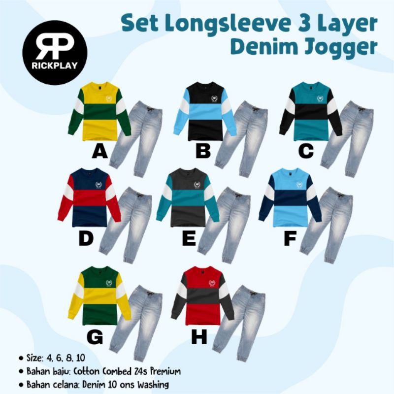 set longsleeve 3layer denim joger by rickplay 4-10