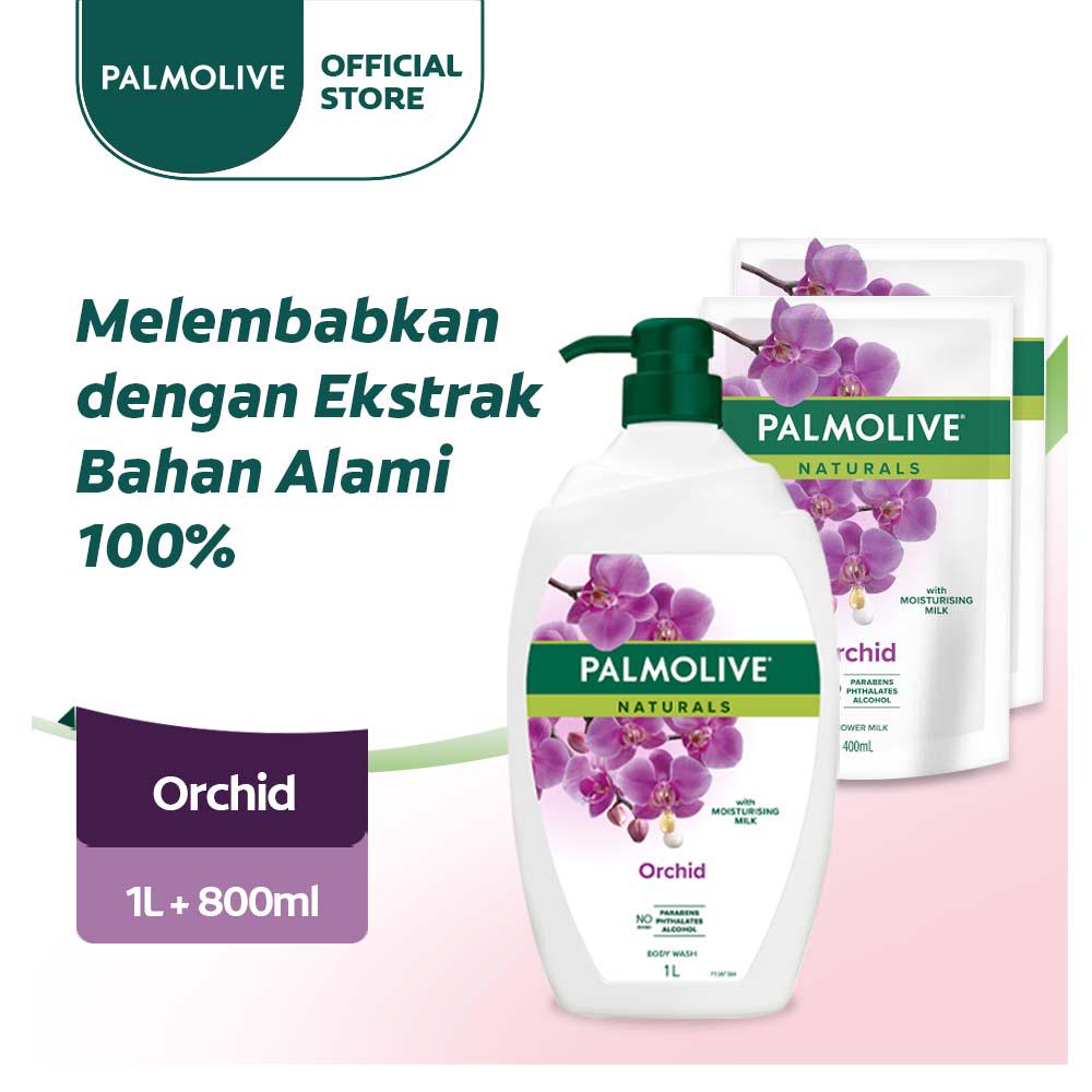 Palmolive Sabun Mandi Naturals Orchid 1L + 2pcs Refill 400ml