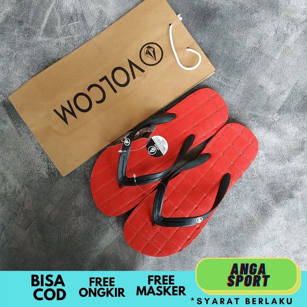 SANDAL PRIA VOLCOM /  SANDAL JEPIT COWOK DISTRO BRANDED KASUAL KEKINIAN KEREN PREMIUM