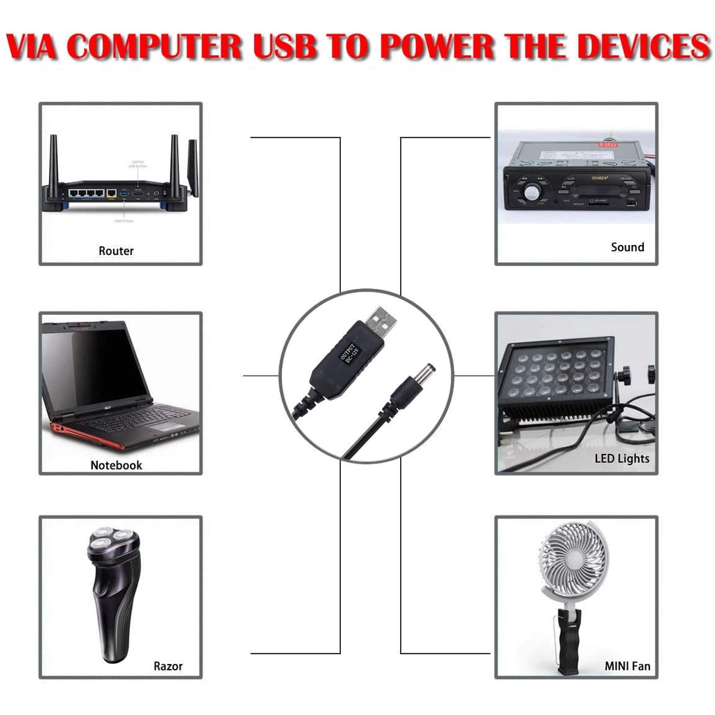 DC 5V to DC 12V Kabel Power USB Converter 12v Power Bank Untuk Orbit Router Set Top Box Mikrotik USB Converter Adapter Power Boost Line