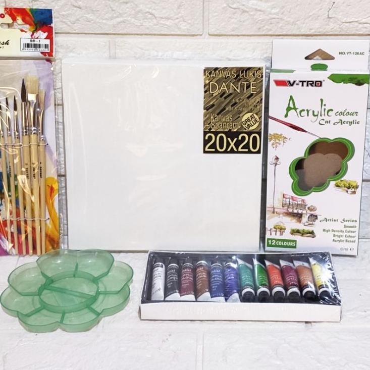 

Paling Diminati! PAKET MELUKIS SET Kanvas 20X20 Kuas Palet
