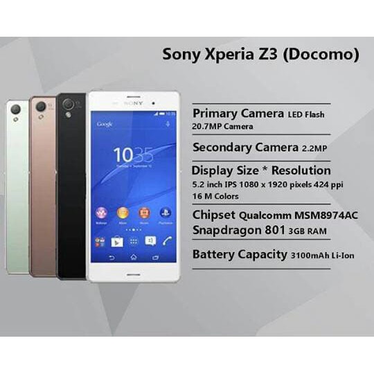 HP Sekend 85%  Sony xperia z3 docomo ram 3gb FULLSET