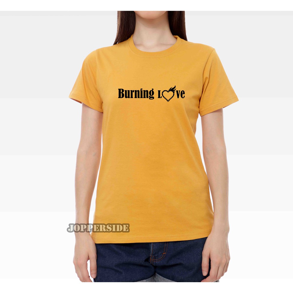 JOPPERSIDE T SHIRT KAOS DISTRO WANITA PEREMPUAN SLIMFIT ORIGINAL PREMIUM TULISAN BURNING LOVE TW11