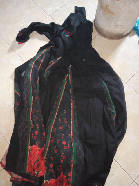 New Maxidress Gamis Etnik Batik Abu