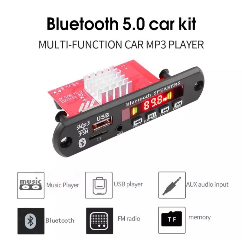 Kit Mp3 Bluetooth 5.0 Plus Amplifier 2 x 60W DC 8V - 24V Decoder Board