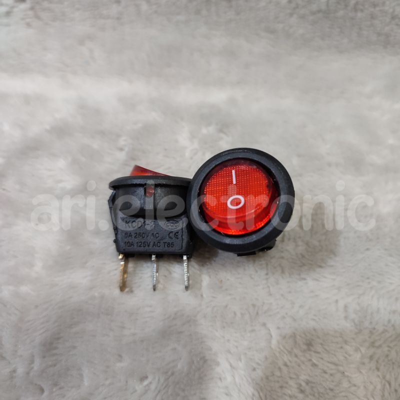 Rocker Switch / Saklar Switch 3pin Bulat Plus Lampu On Off