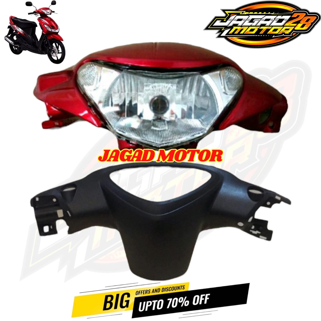 Batok Depan Belakang Mio Smile Mio New Merah Lengkap dengan Lampu Reflektor Depan Set / Batok Depan Belakang Mio Smile Merah Set Lampu Depan / Batok Kepala 1 set yamaha Mio Smile Mio New Merah depan belakang dan lampu depan