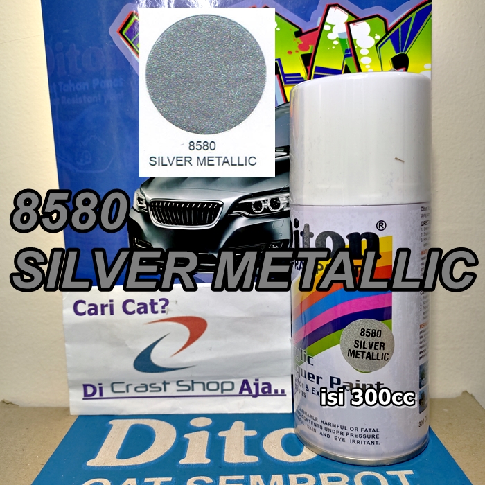 Cat Pilox DITON silver Metallic 8580 300cc warna perak metalik pilok sepeda motor mobil mesin helm