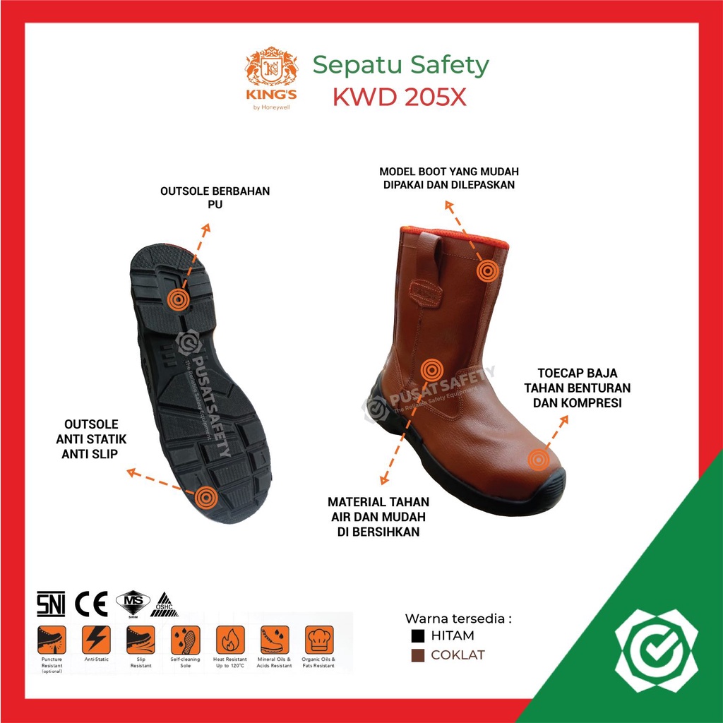 Kings KWD 205 Sepatu Safety Kerja Proyek Boot Lapangan