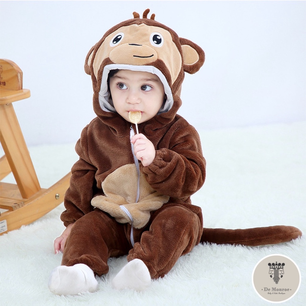 Size 110 ( 24-30 Bulan ) GROSIR MURAH De Monroe Baju Bayi dan Anak Baju Tidur Kostum Bayi Binatang Jumper Animal Romper Onesie Cewek Cowok