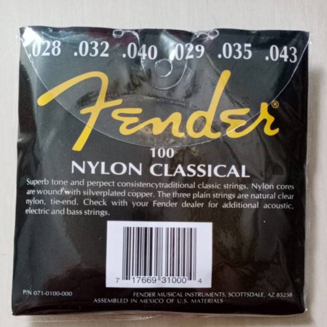 Senar gitar fender nilon lokal 100 s