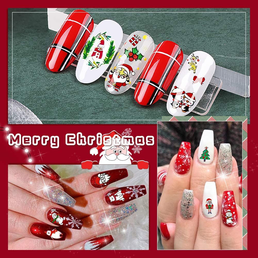 Random Color Christmas Nail Art Stickers/ 3D Self-adhesive Nail Decals/ Santa Claus Snowflake Nail Design